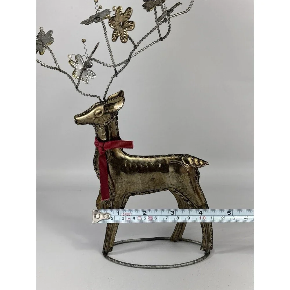 2x Pottery Barn Pressed Metal Reindeer Christmas Flower Antlers UNIQUE Decor HTF